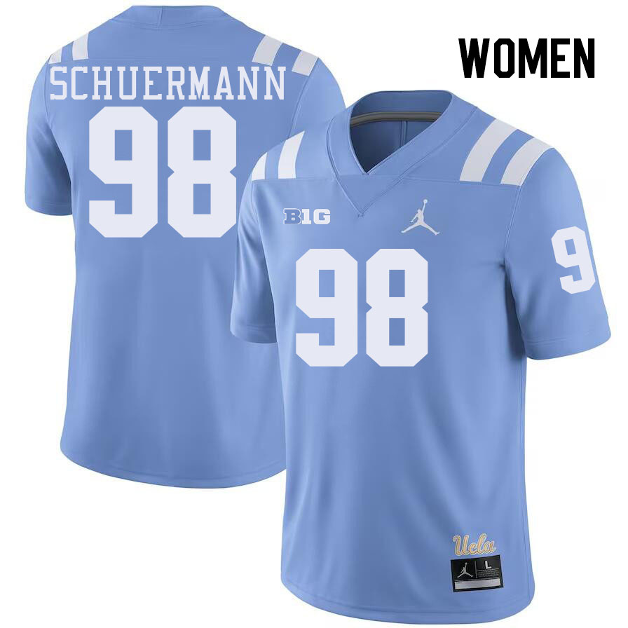 Women #98 Luke Schuermann UCLA Bruins College Football Jerseys Stitched-Power Blue